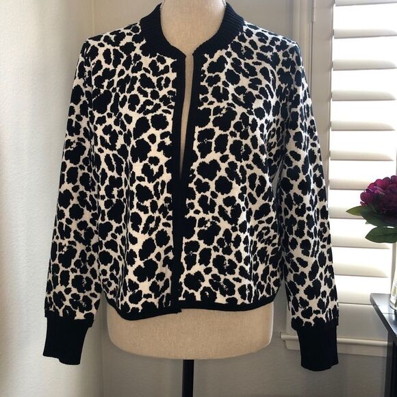 Vince Camuto Cardigan Open Front Animal Print, Med - Picture 1 of 8